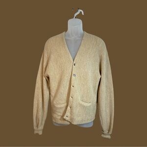 Vintage Puritan Imported Alpaca Wool Cardigan Sweater Size 42 Large Beige